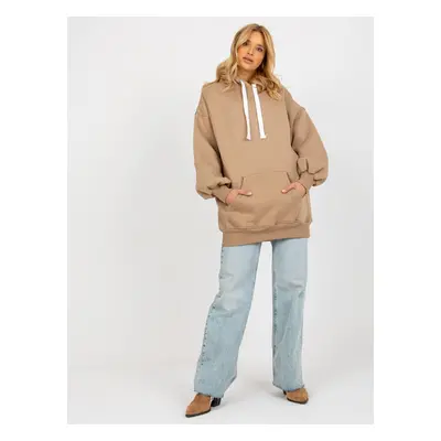 Dark beige long basic oversize hoodie