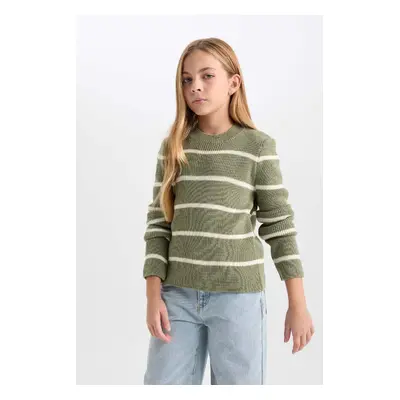 DEFACTO Girl's Fitted Crew Neck Sweater