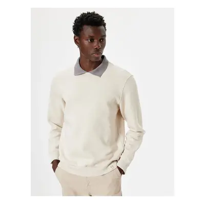 Koton Polo Neck Sweatshirt Basic Long Sleeve Raised Cotton Blend