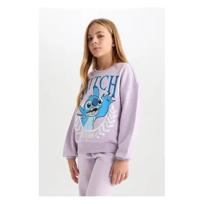 DEFACTO Girls Disney Lilo & Stitch Relax Fit Crew Neck Sweatshirt