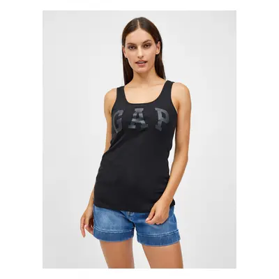 Black Women's Ribbed Tank Top GAP Logo