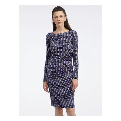 Orsay Navy Blue Women's Patterned Sheath Dress - Women's