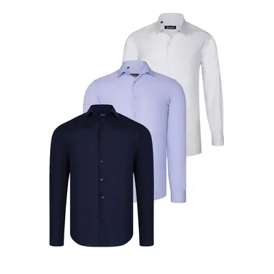 TRIPLE SET G726 DEWBERRY SHIRT-NAVY BLUE-WHITE-LILAC