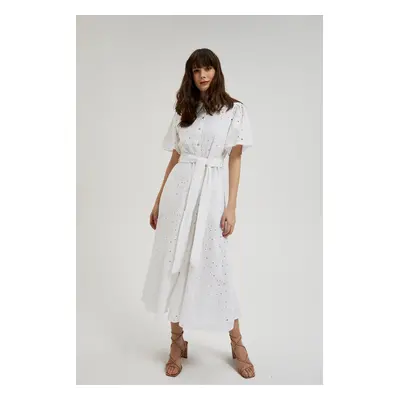 Women's dress with waist tie MOODO - white