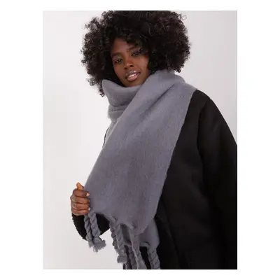 Dark gray women's scarf with fringe