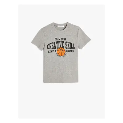 Koton Basketball Printed Short Sleeve Textured T-Shirt