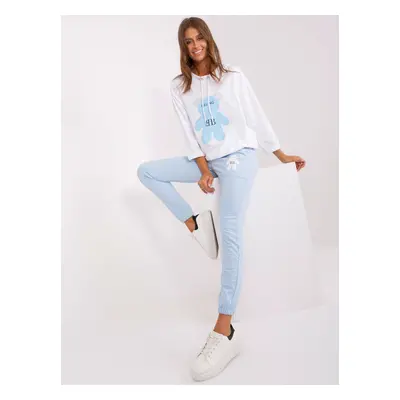 Ecru light blue tracksuit with print