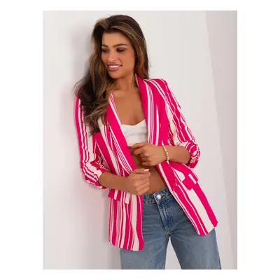 Fuchsia and ecru blazer without fastening