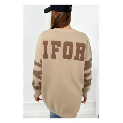 Insulated sweatshirt with California inscription light beige