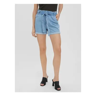 Light blue denim shorts with ties VERO MODA Tamira - Women