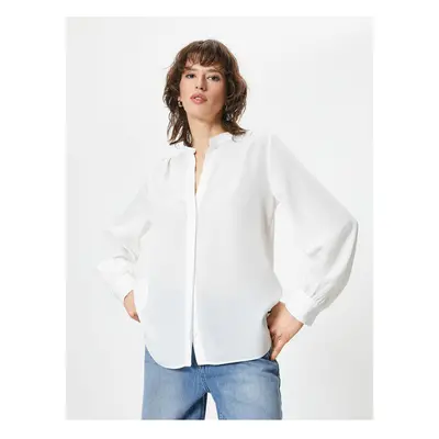 Koton Balloon Sleeve Shirt Grand Collar Buttoned