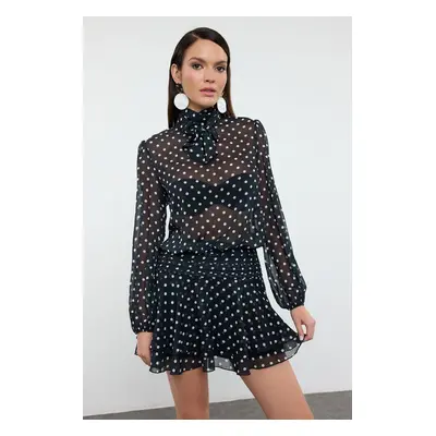 Trendyol Multicolor A-Cut Polka Dot Chiffon Woven Dress