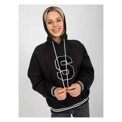 Black hoodie with drawstrings