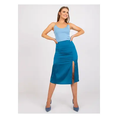 Sea midi pencil skirt in satin imitation with slit RUE PARIS