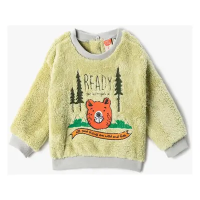 Koton Plush Sweatshirt Teddy Bear Applique Detailed Embroidered Long Sleeve