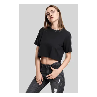 Women's short oversized T-shirt in black color