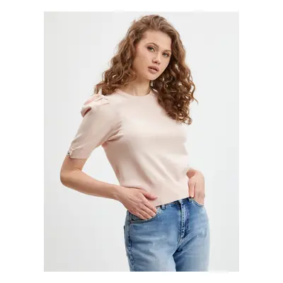 Light pink Ladies Short Sleeve Sweater Guess Emma - Women