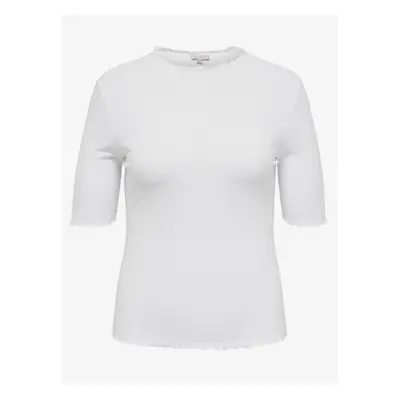 White Women's Ribbed T-Shirt ONLY CARMAKOMA Ally - Women