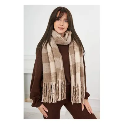 6073 Women's scarf dark beige + beige