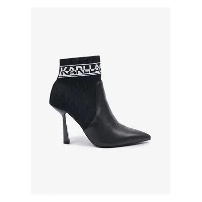 Karl Lagerfeld Women's Black Women's Heeled Ankle Boots with Leather Detailing KARL LA - Women