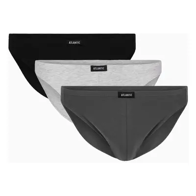 Men's cotton briefs ATLANTIC Mini 3Pack - black, gray melange, graphite