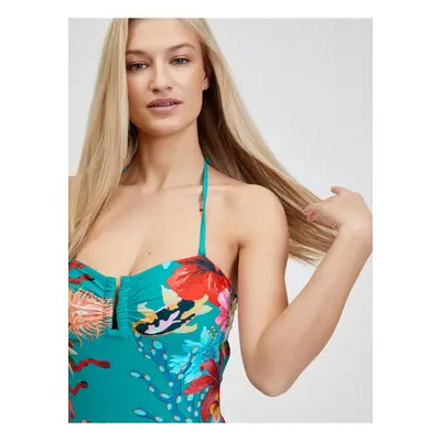 Turquoise Women Patterned One Piece Swimwear Desigual Aurora - Women