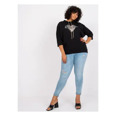 Black oversized blouse with rhinestones Aileen