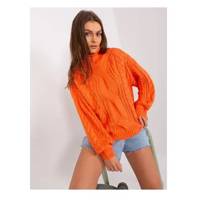 Orange oversize sweater with cables