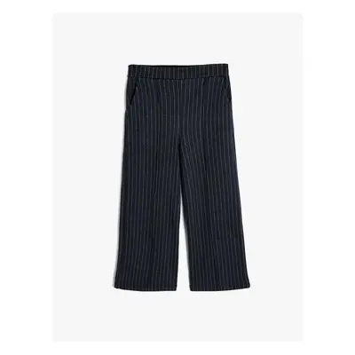 Koton Striped School Trousers Relaxed Cut Pocket Detail Viscose Blend