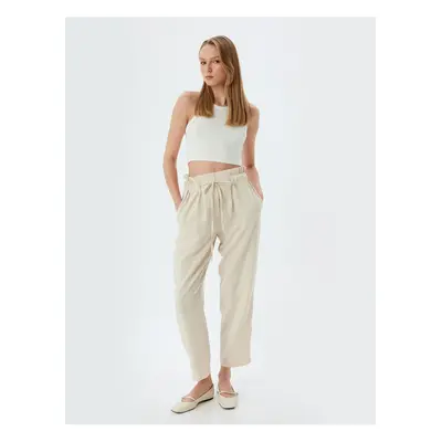 Koton Wide Leg Trousers with Elastic Waistband and Pockets