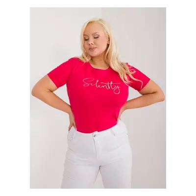 Plus Size Red Casual Cotton T-Shirt