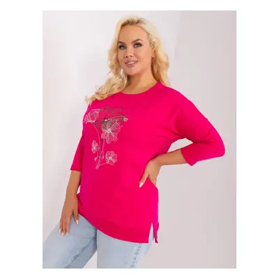 Women's cotton blouse fuchsia plus size