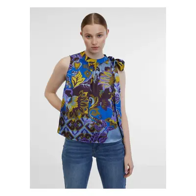 Orsay Blue Women's Patterned Satin Blouse - Women's