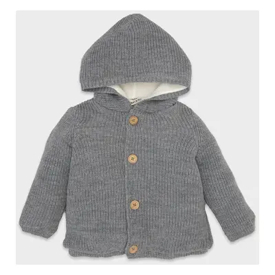 DEFACTO Baby Boy Hooded Plush Lined Buttoned Knitted Cardigan