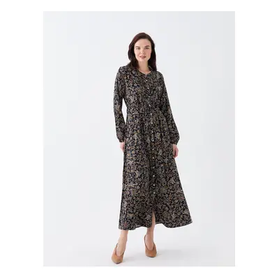 LC Waikiki Magnificent Collar Patterned Long Sleeve Women's Shirt Dress