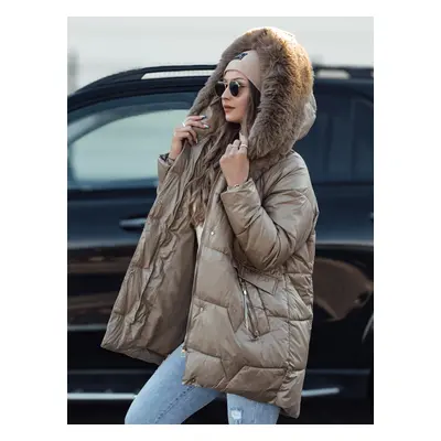 Women's winter jacket FROSTYFIT quilted with hood beige Dstreet