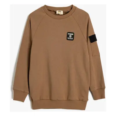 Koton Sweatshirt Pocket Detailed Crew Neck Long Sleeve Cotton Raised