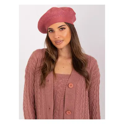 Dusty pink women's beret with appliqués