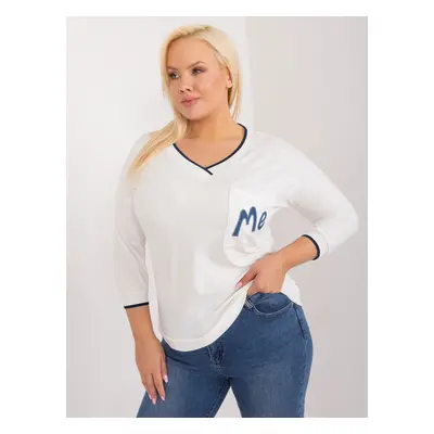 Ecru cotton blouse plus size with patch