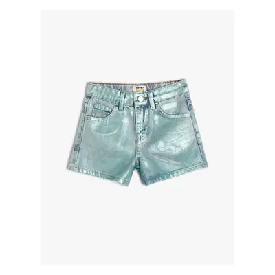 Koton Mini Denim Shorts Elastic Waist Pocket Cotton