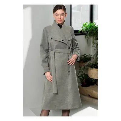 Z6645 DEWBERRY WOMEN'S COAT-PLAIN GREY