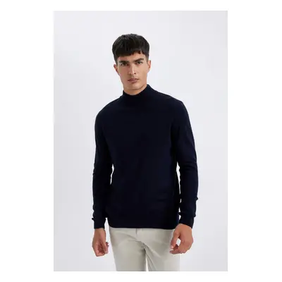 DEFACTO Men's Navy Blue Slim Fit Slim Fit Half Turtleneck Knitwear Sweater