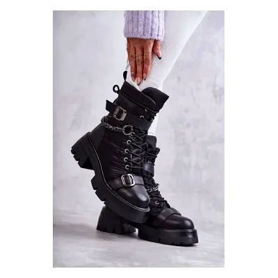 Women's snow boots with chain GOE KK2N4018 Black