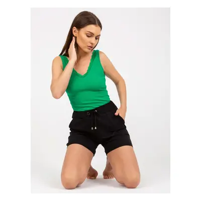 Basic black cotton shorts with pockets