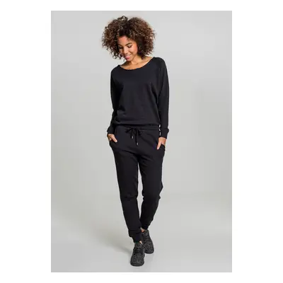 Terry women's long-sleeved jumpsuit in black