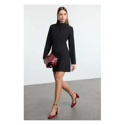 Trendyol Black A-Line High Collar Mini Woven Dress