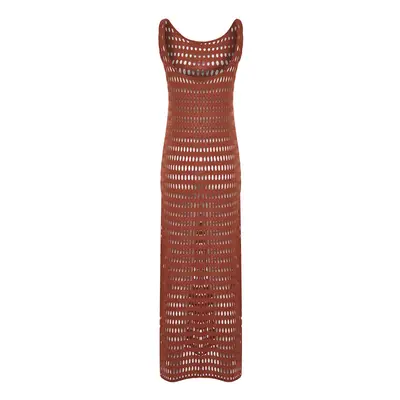 Trendyol Brown Maxi Slit Knitwear Look Beach Dress