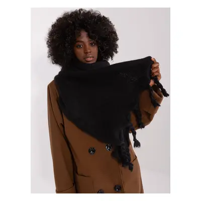 Black women's scarf with fringe