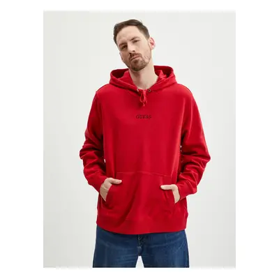 Red Mens Hoodie Guess Roy - Men