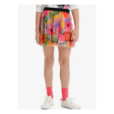 Pink Girly Flowered Skirt Desigual Flowers - Girls